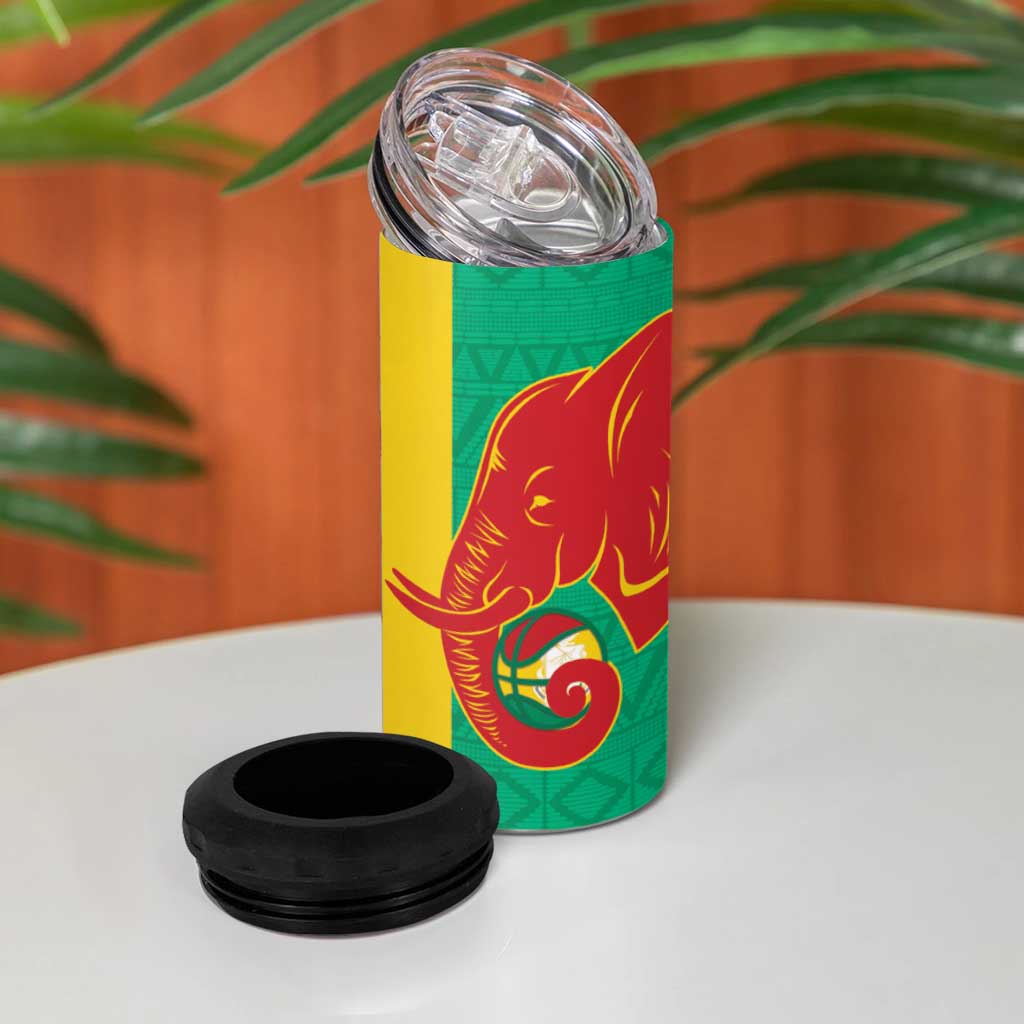 Guinea Basketball Custom 4 in 1 Can Cooler Tumbler Syli Nationale African Pattern - Wonder Print Shop