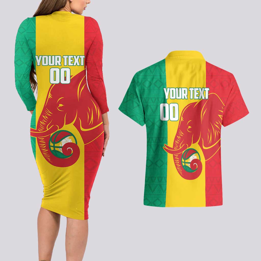 Guinea Basketball Custom Couples Matching Long Sleeve Bodycon Dress and Hawaiian Shirt Syli Nationale African Pattern - Wonder Print Shop