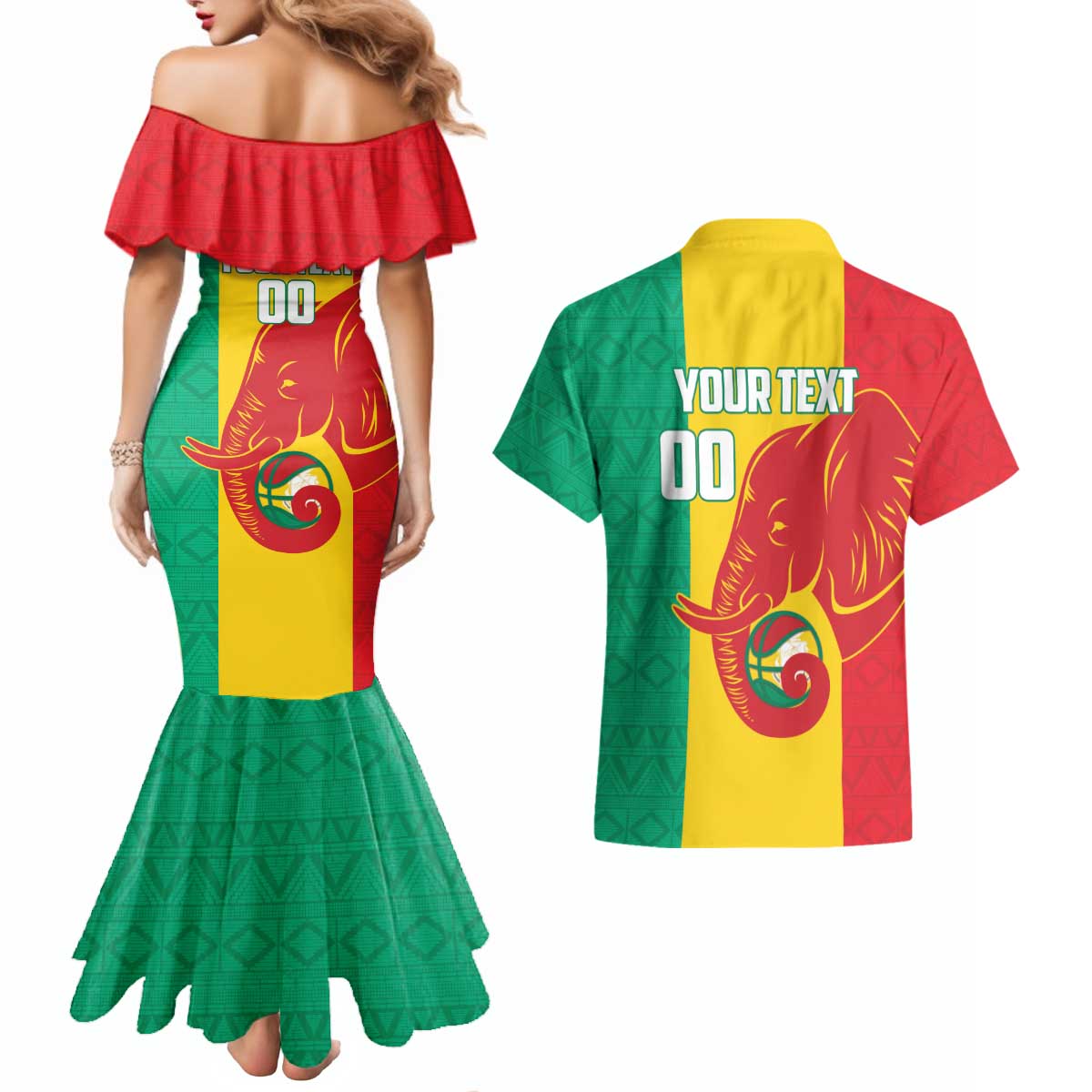 Guinea Basketball Custom Couples Matching Mermaid Dress and Hawaiian Shirt Syli Nationale African Pattern - Wonder Print Shop
