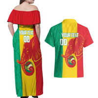 Guinea Basketball Custom Couples Matching Off Shoulder Maxi Dress and Hawaiian Shirt Syli Nationale African Pattern - Wonder Print Shop
