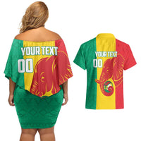 Guinea Basketball Custom Couples Matching Off Shoulder Short Dress and Hawaiian Shirt Syli Nationale African Pattern - Wonder Print Shop