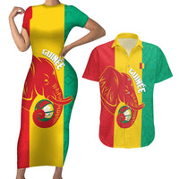 Guinea Basketball Custom Couples Matching Short Sleeve Bodycon Dress and Hawaiian Shirt Syli Nationale African Pattern - Wonder Print Shop