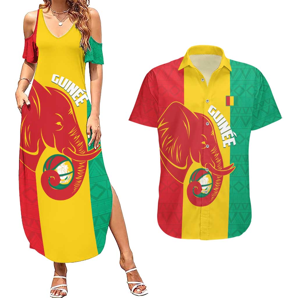 Guinea Basketball Custom Couples Matching Summer Maxi Dress and Hawaiian Shirt Syli Nationale African Pattern - Wonder Print Shop