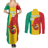 Guinea Basketball Custom Couples Matching Summer Maxi Dress and Long Sleeve Button Shirt Syli Nationale African Pattern - Wonder Print Shop
