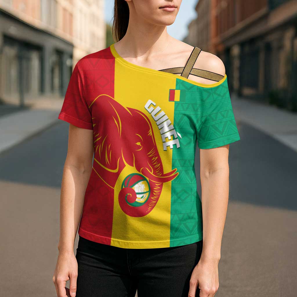 Guinea Basketball Custom Cross Shoulder Shirt Syli Nationale African Pattern - Wonder Print Shop