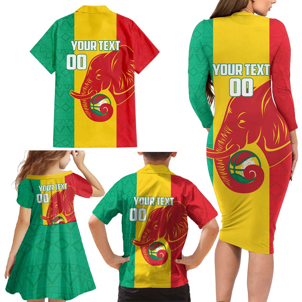 Guinea Basketball Custom Family Matching Long Sleeve Bodycon Dress and Hawaiian Shirt Syli Nationale African Pattern - Wonder Print Shop