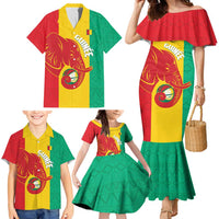 Guinea Basketball Custom Family Matching Mermaid Dress and Hawaiian Shirt Syli Nationale African Pattern - Wonder Print Shop
