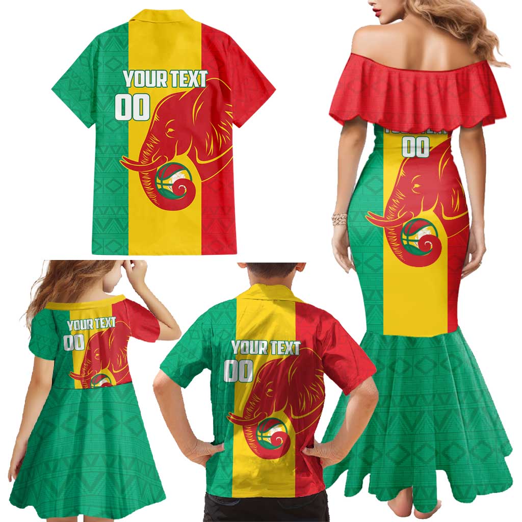 Guinea Basketball Custom Family Matching Mermaid Dress and Hawaiian Shirt Syli Nationale African Pattern - Wonder Print Shop