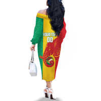Guinea Basketball Custom Family Matching Off The Shoulder Long Sleeve Dress and Hawaiian Shirt Syli Nationale African Pattern - Wonder Print Shop