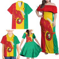 Guinea Basketball Custom Family Matching Off Shoulder Maxi Dress and Hawaiian Shirt Syli Nationale African Pattern - Wonder Print Shop