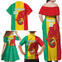 Guinea Basketball Custom Family Matching Off Shoulder Maxi Dress and Hawaiian Shirt Syli Nationale African Pattern - Wonder Print Shop