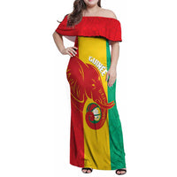 Guinea Basketball Custom Family Matching Off Shoulder Maxi Dress and Hawaiian Shirt Syli Nationale African Pattern - Wonder Print Shop