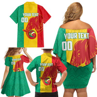 Guinea Basketball Custom Family Matching Off Shoulder Short Dress and Hawaiian Shirt Syli Nationale African Pattern - Wonder Print Shop