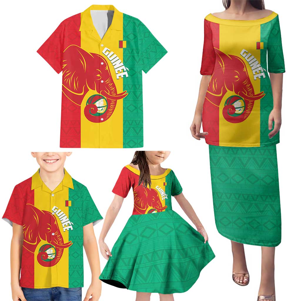 Guinea Basketball Custom Family Matching Puletasi and Hawaiian Shirt Syli Nationale African Pattern - Wonder Print Shop