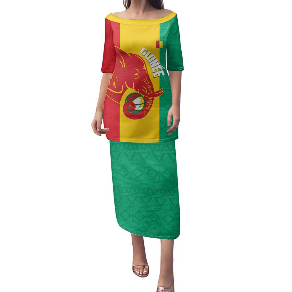 Guinea Basketball Custom Family Matching Puletasi and Hawaiian Shirt Syli Nationale African Pattern - Wonder Print Shop