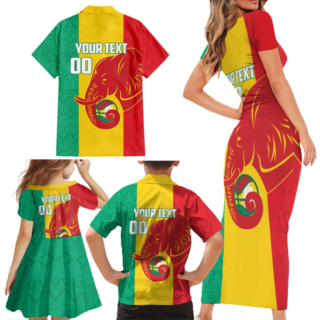 Guinea Basketball Custom Family Matching Short Sleeve Bodycon Dress and Hawaiian Shirt Syli Nationale African Pattern - Wonder Print Shop