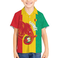 Guinea Basketball Custom Family Matching Short Sleeve Bodycon Dress and Hawaiian Shirt Syli Nationale African Pattern - Wonder Print Shop