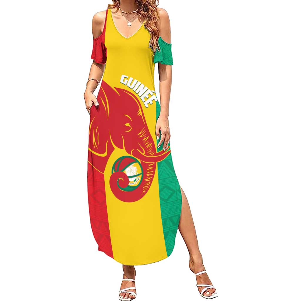 Guinea Basketball Custom Family Matching Summer Maxi Dress and Hawaiian Shirt Syli Nationale African Pattern - Wonder Print Shop