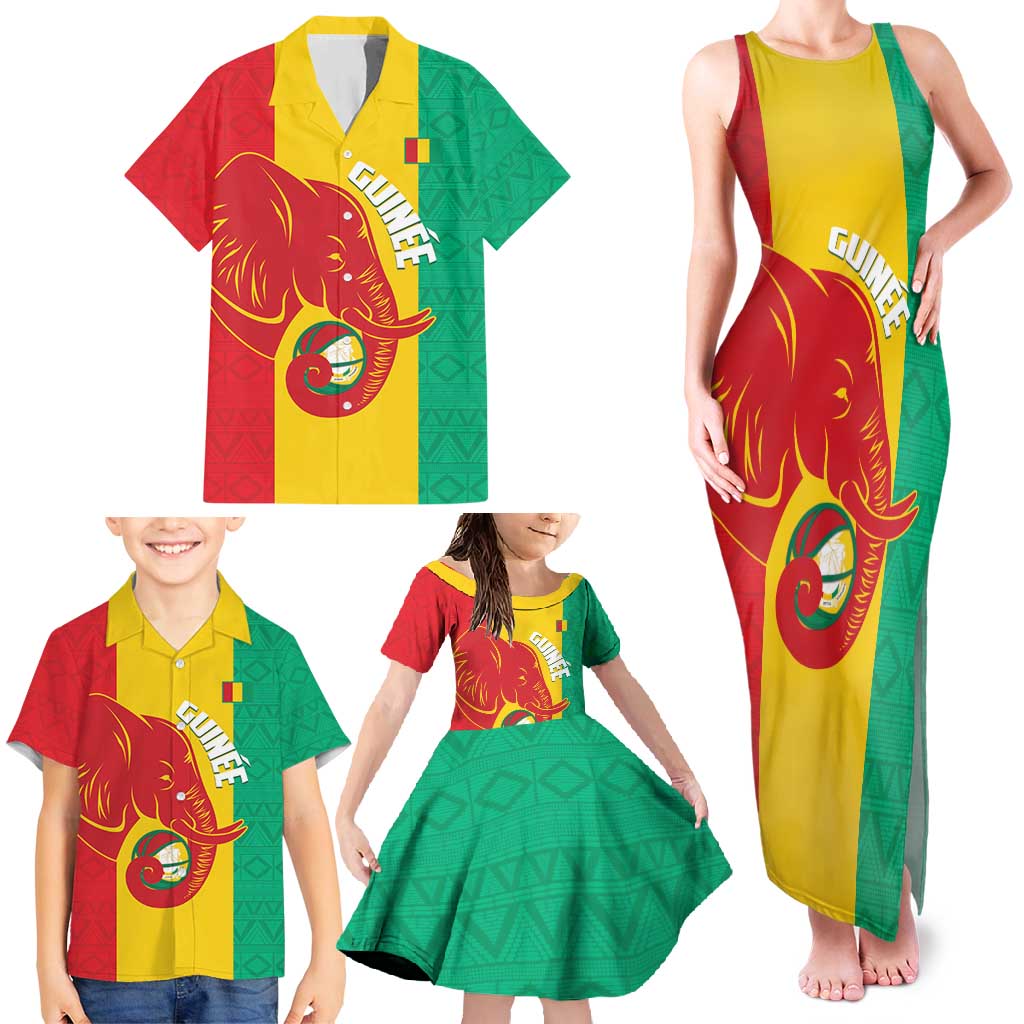 Guinea Basketball Custom Family Matching Tank Maxi Dress and Hawaiian Shirt Syli Nationale African Pattern - Wonder Print Shop