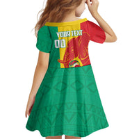 Guinea Basketball Custom Kid Short Sleeve Dress Syli Nationale African Pattern - Wonder Print Shop