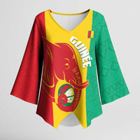 Guinea Basketball Custom Kimono Sleeve Blouse Syli Nationale African Pattern - Wonder Print Shop