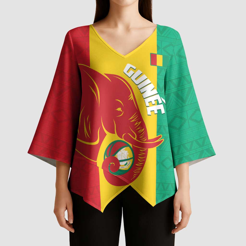 Guinea Basketball Custom Kimono Sleeve Blouse Syli Nationale African Pattern - Wonder Print Shop