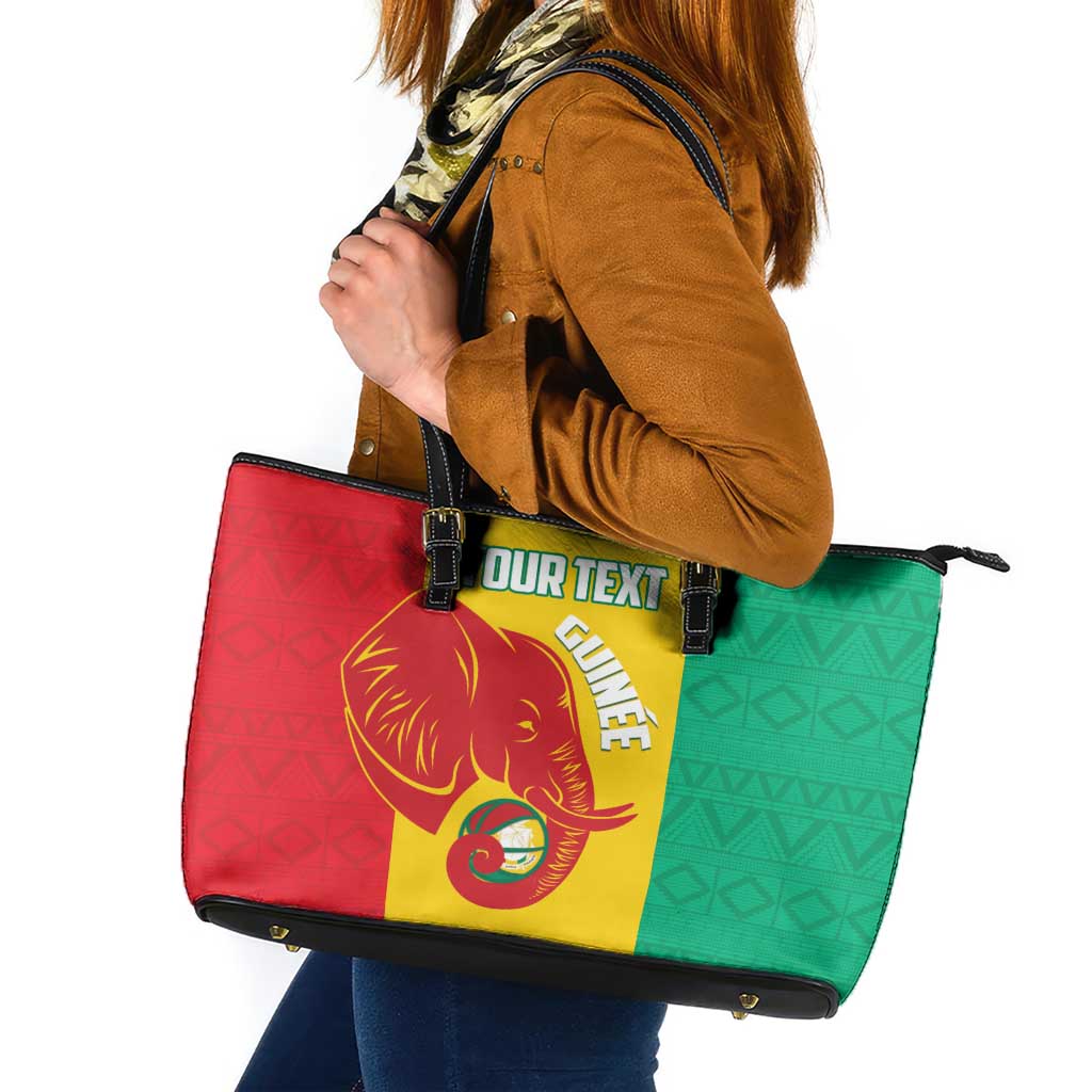 Guinea Basketball Custom Leather Tote Bag Syli Nationale African Pattern - Wonder Print Shop