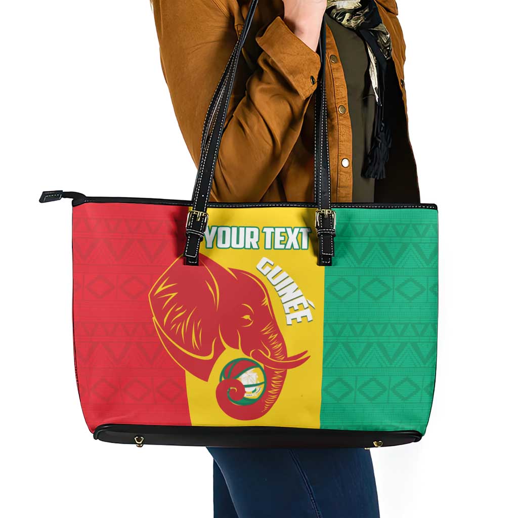 Guinea Basketball Custom Leather Tote Bag Syli Nationale African Pattern - Wonder Print Shop