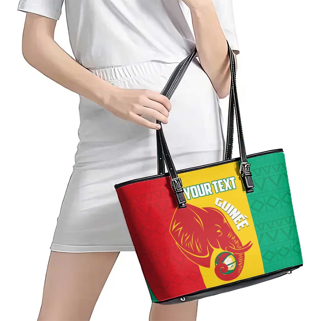 Guinea Basketball Custom Leather Tote Bag Syli Nationale African Pattern - Wonder Print Shop