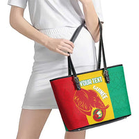 Guinea Basketball Custom Leather Tote Bag Syli Nationale African Pattern - Wonder Print Shop