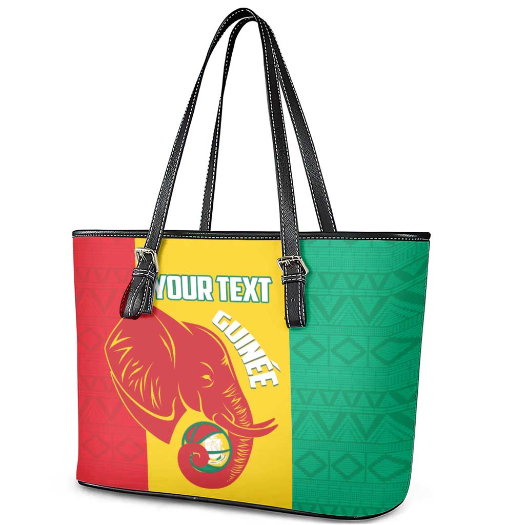 Guinea Basketball Custom Leather Tote Bag Syli Nationale African Pattern - Wonder Print Shop