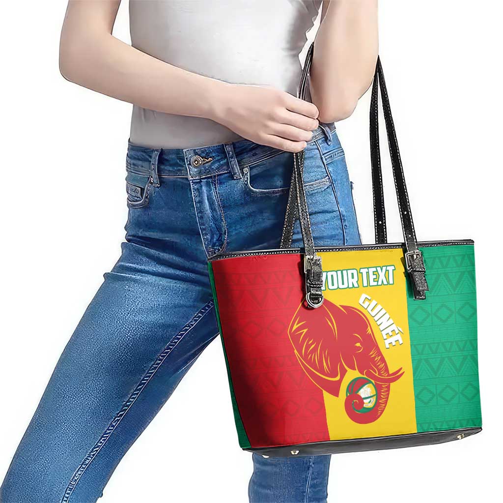 Guinea Basketball Custom Leather Tote Bag Syli Nationale African Pattern - Wonder Print Shop