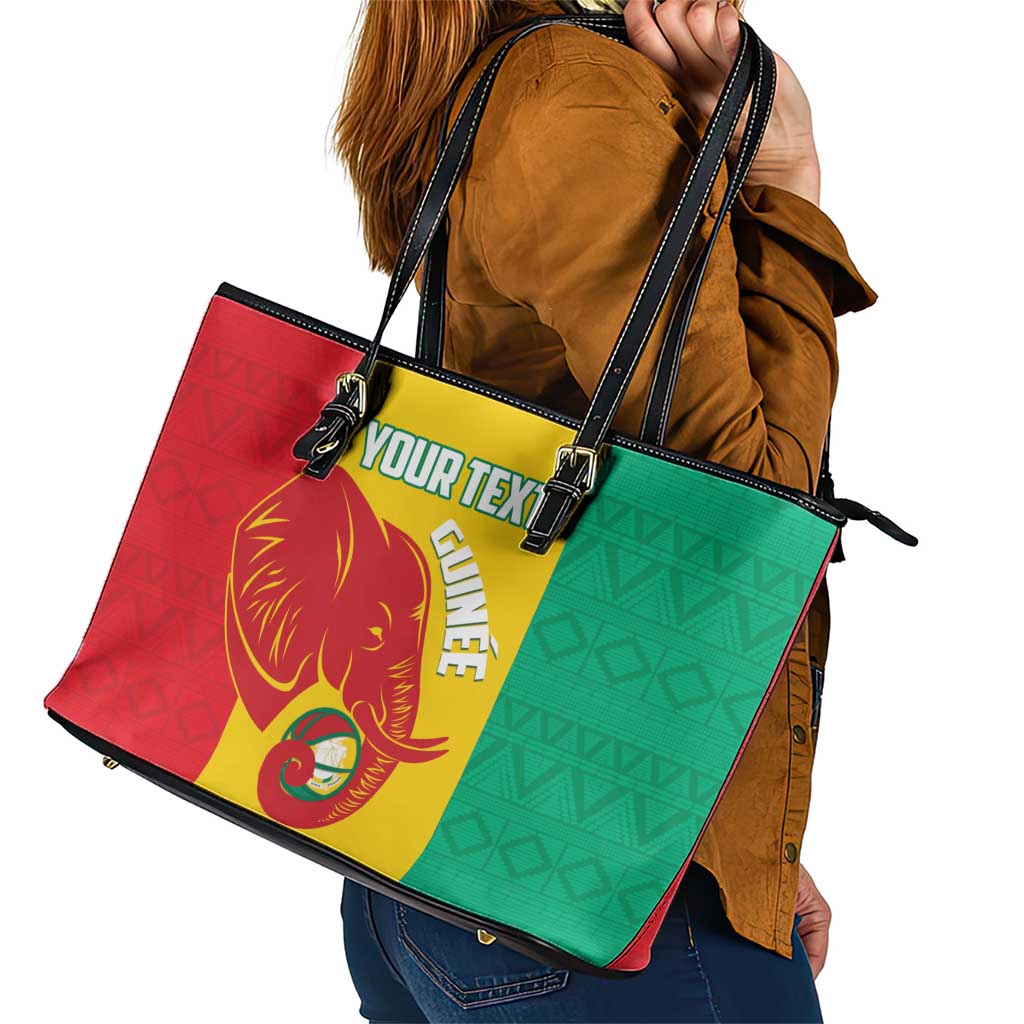 Guinea Basketball Custom Leather Tote Bag Syli Nationale African Pattern - Wonder Print Shop