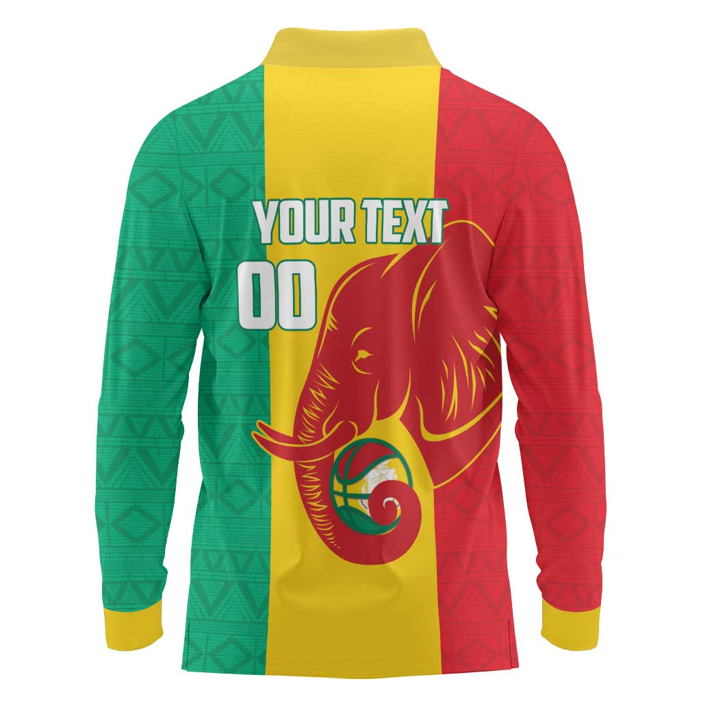 Guinea Basketball Custom Long Sleeve Polo Shirt Syli Nationale African Pattern - Wonder Print Shop