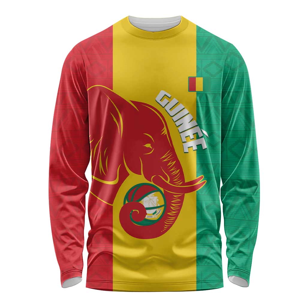 Guinea Basketball Custom Long Sleeve Shirt Syli Nationale African Pattern - Wonder Print Shop