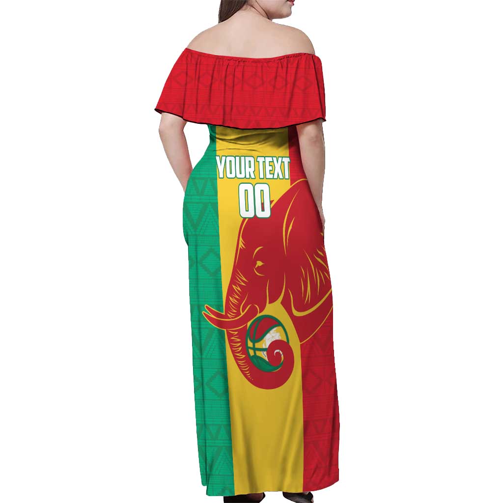 Guinea Basketball Custom Off Shoulder Maxi Dress Syli Nationale African Pattern - Wonder Print Shop