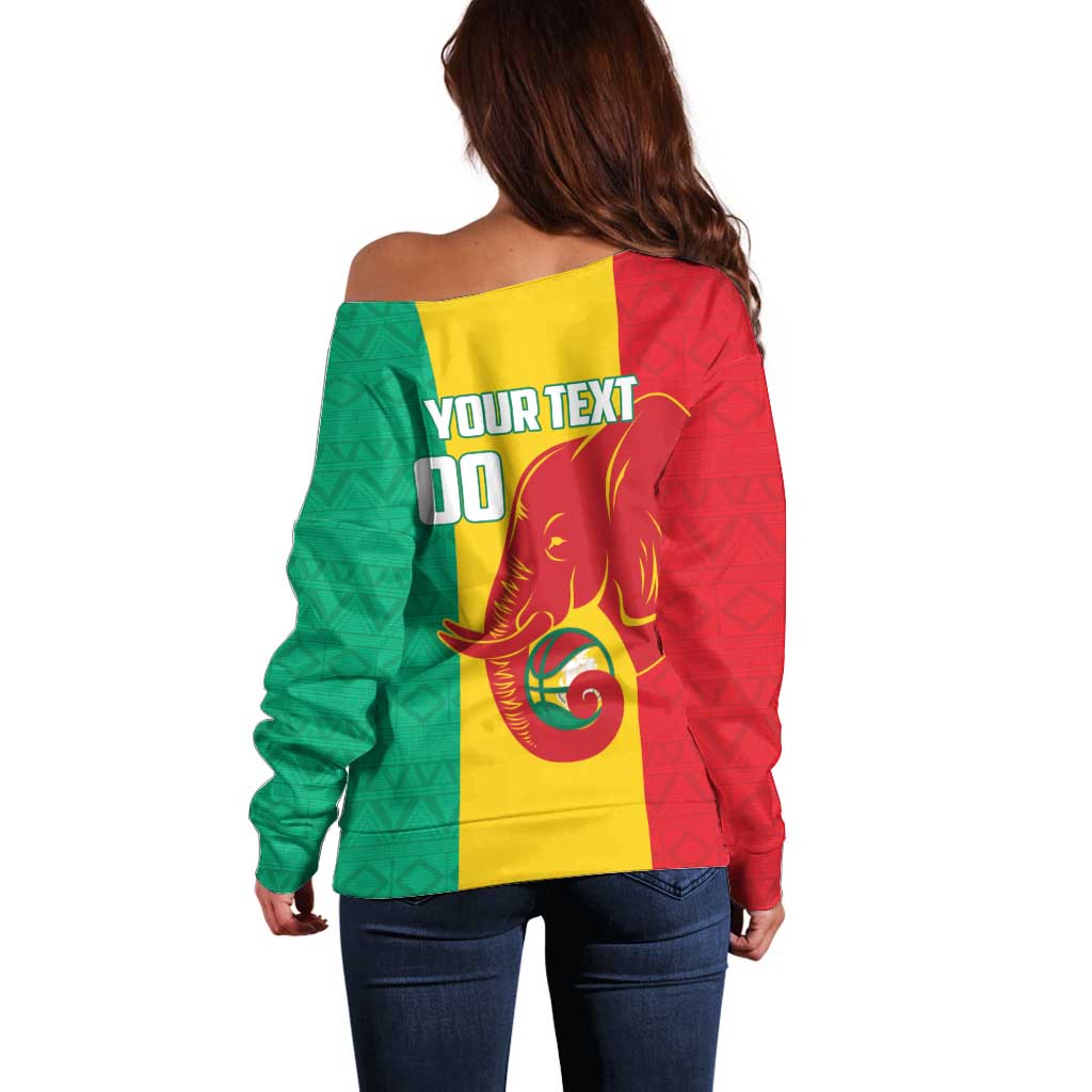 Guinea Basketball Custom Off Shoulder Sweater Syli Nationale African Pattern - Wonder Print Shop