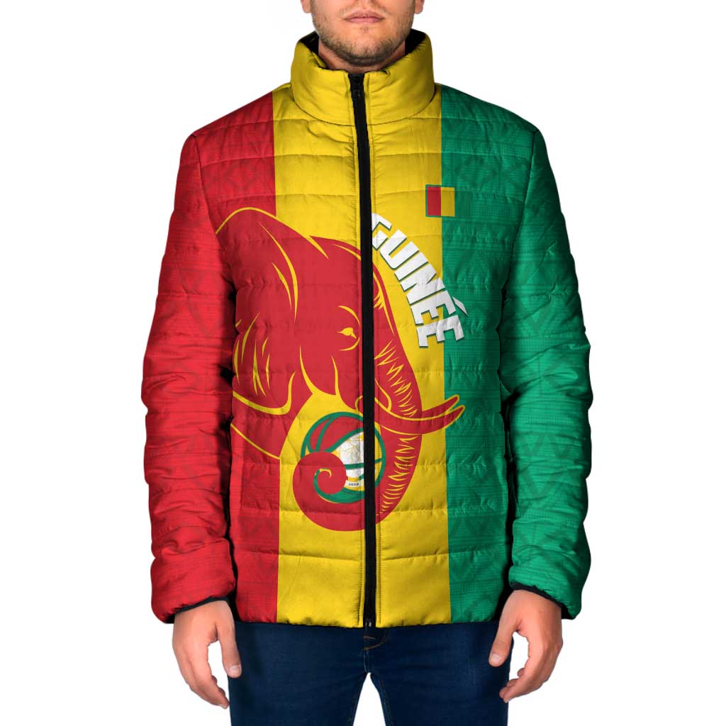 Guinea Basketball Custom Padded Jacket Syli Nationale African Pattern - Wonder Print Shop