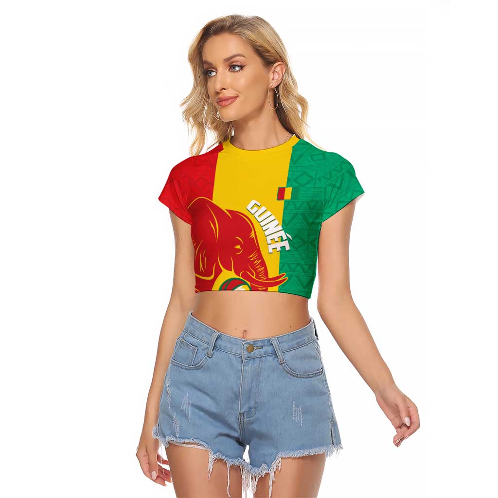 Guinea Basketball Custom Raglan Cropped T Shirt Syli Nationale African Pattern - Wonder Print Shop