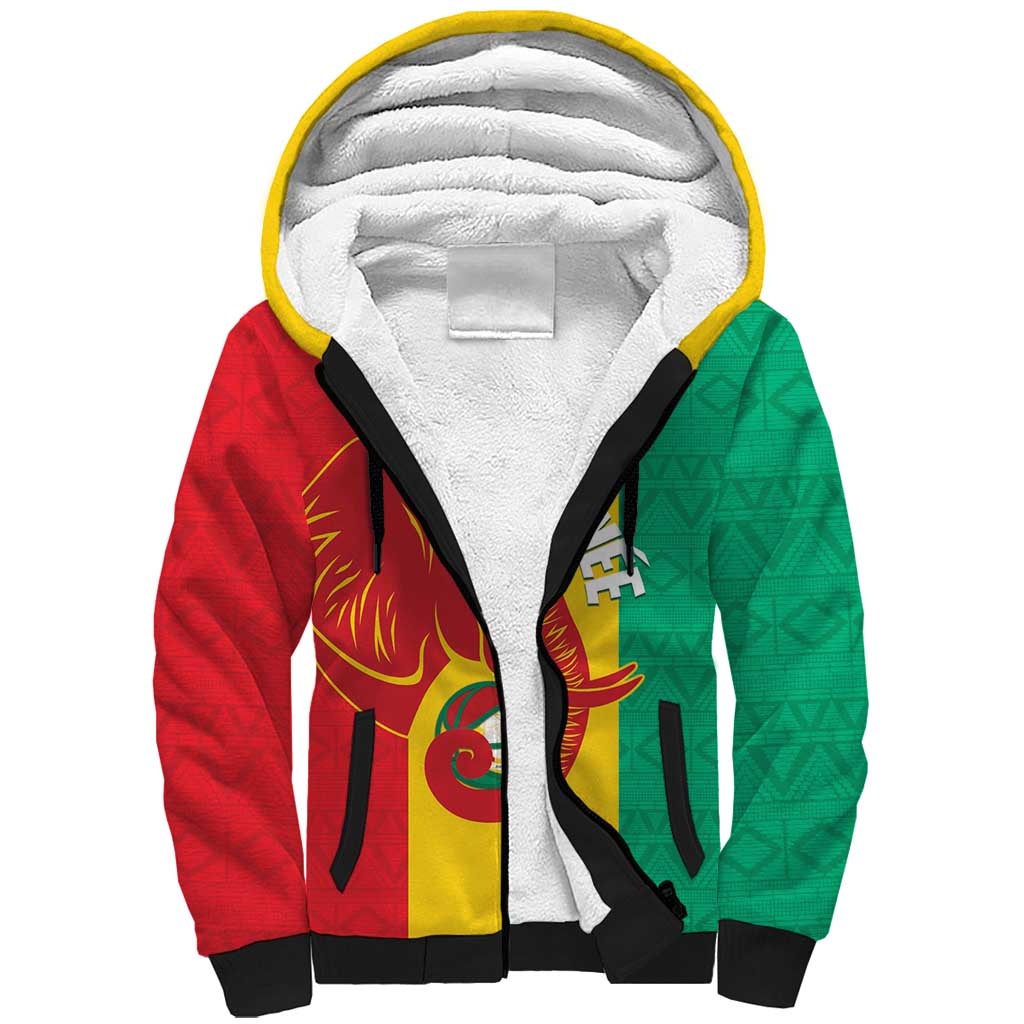 Guinea Basketball Custom Sherpa Hoodie Syli Nationale African Pattern - Wonder Print Shop