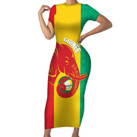 Guinea Basketball Custom Short Sleeve Bodycon Dress Syli Nationale African Pattern - Wonder Print Shop