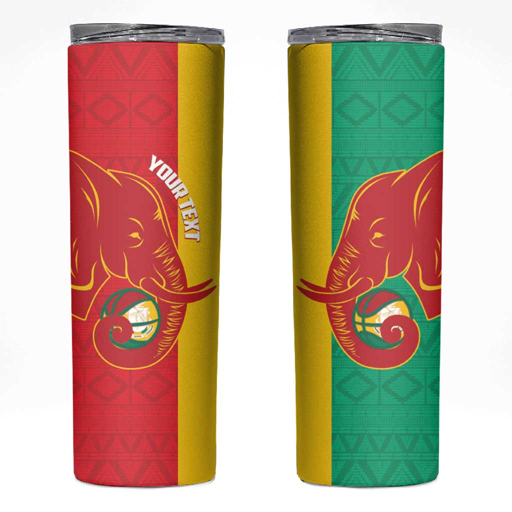 Guinea Basketball Custom Skinny Tumbler Syli Nationale African Pattern - Wonder Print Shop