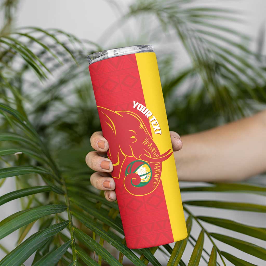 Guinea Basketball Custom Skinny Tumbler Syli Nationale African Pattern - Wonder Print Shop
