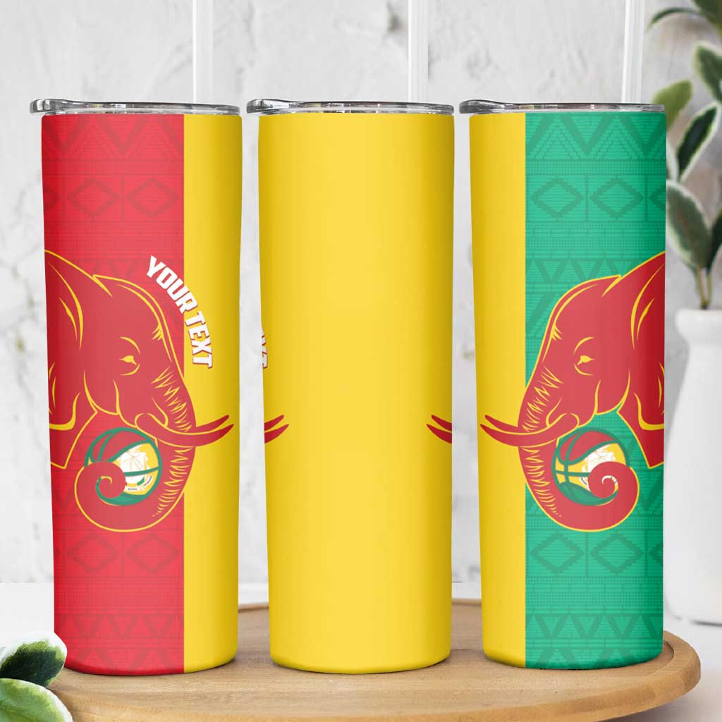 Guinea Basketball Custom Skinny Tumbler Syli Nationale African Pattern - Wonder Print Shop
