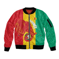 Guinea Basketball Custom Sleeve Zip Bomber Jacket Syli Nationale African Pattern - Wonder Print Shop