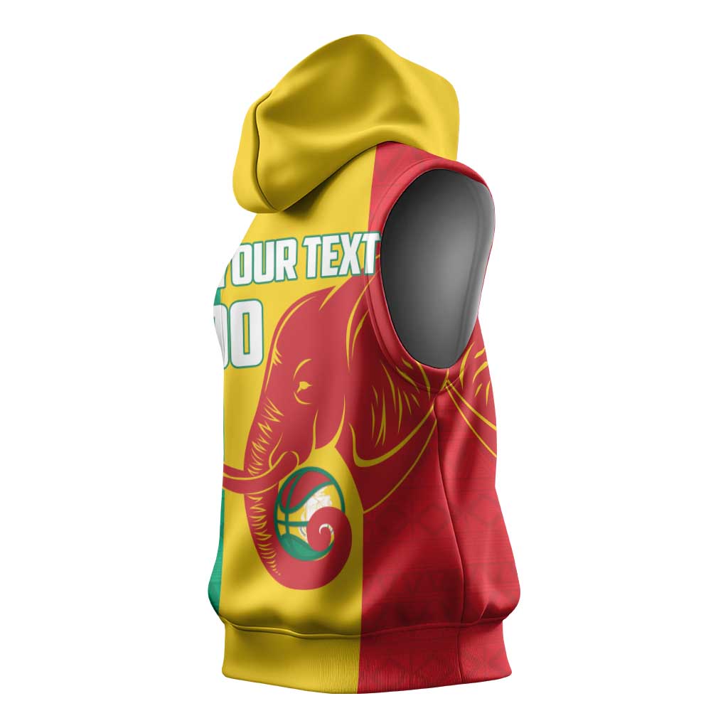 Guinea Basketball Custom Sleeveless Hoodie Syli Nationale African Pattern - Wonder Print Shop