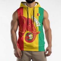 Guinea Basketball Custom Sleeveless Hoodie Syli Nationale African Pattern - Wonder Print Shop