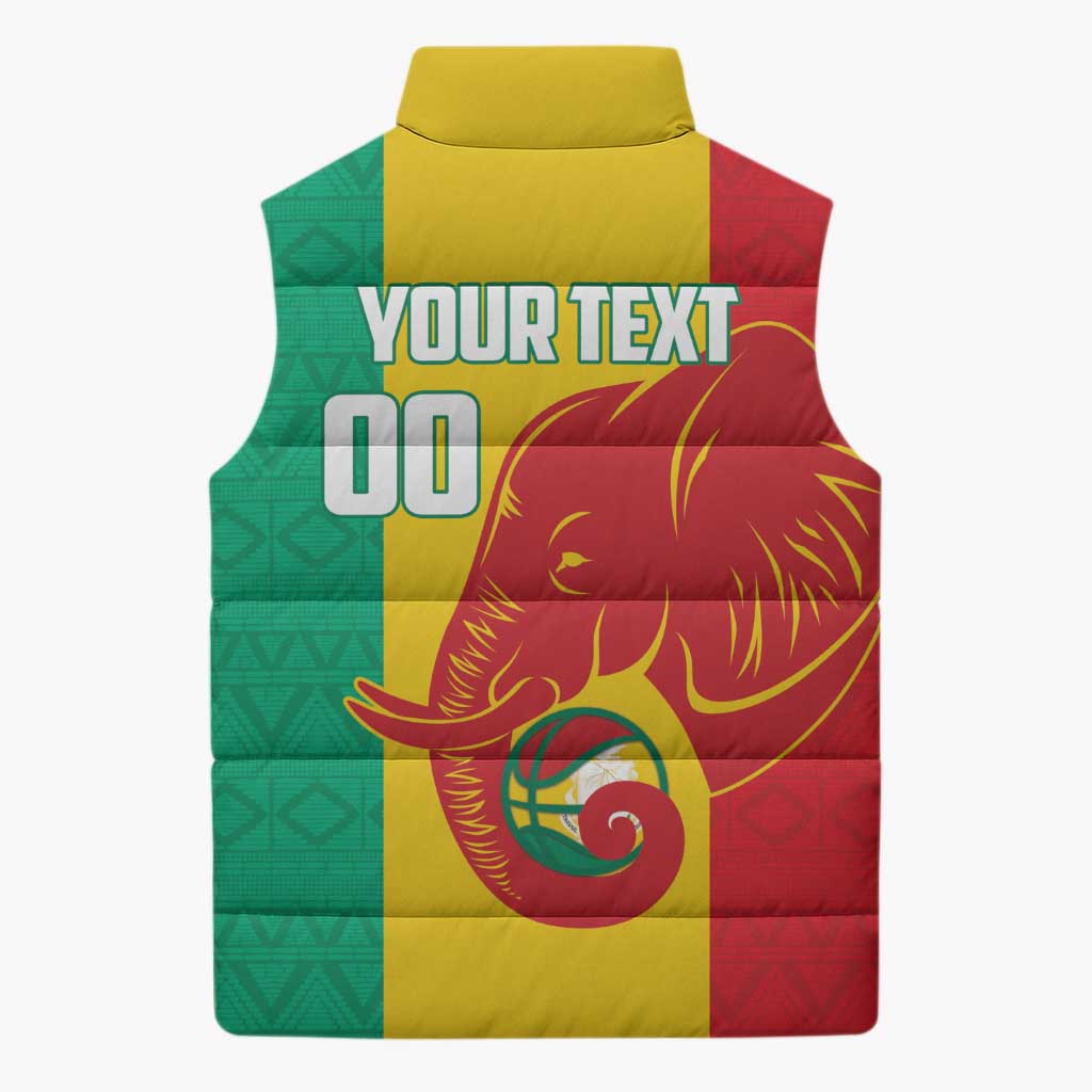 Guinea Basketball Custom Sleeveless Puffer Jacket Syli Nationale African Pattern - Wonder Print Shop