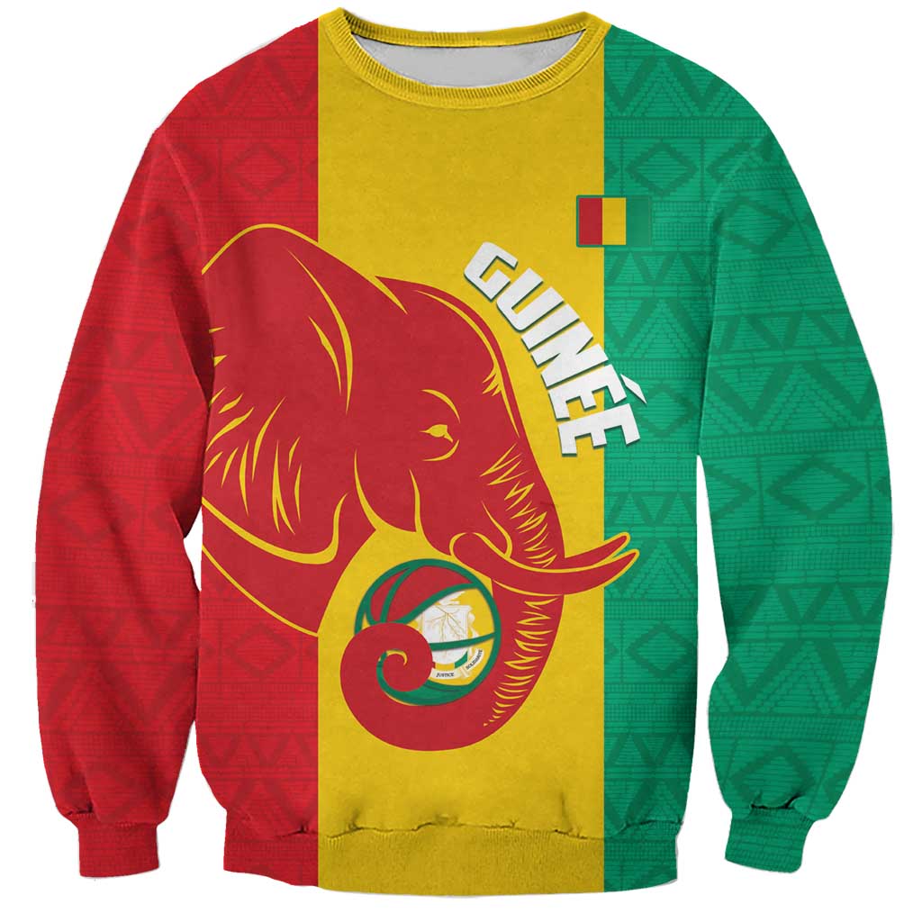 Guinea Basketball Custom Sweatshirt Syli Nationale African Pattern - Wonder Print Shop