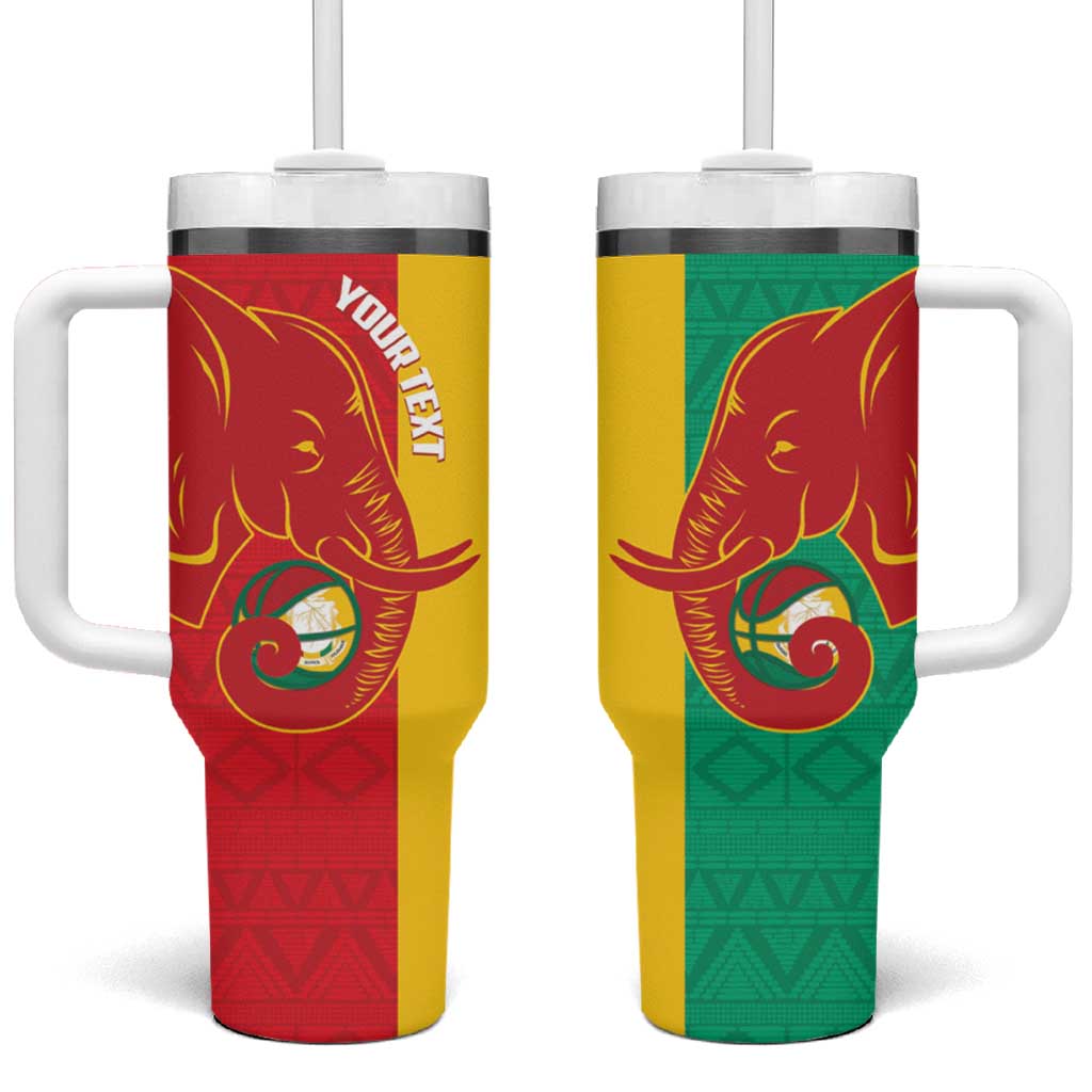 Guinea Basketball Custom Tumbler With Handle Syli Nationale African Pattern - Wonder Print Shop